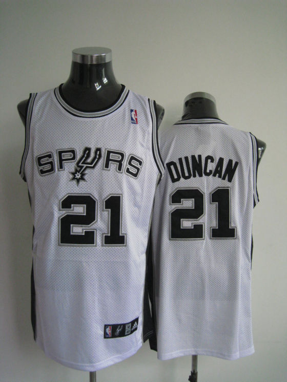San Antonio Spurs Ducan White Black Jersey